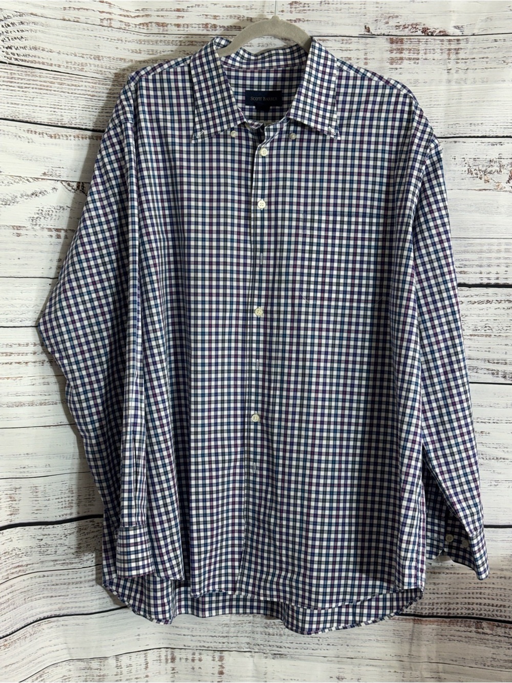 Scott Barber Shirt Mens Size XXL Plaid Button Up long sleeves Cotton